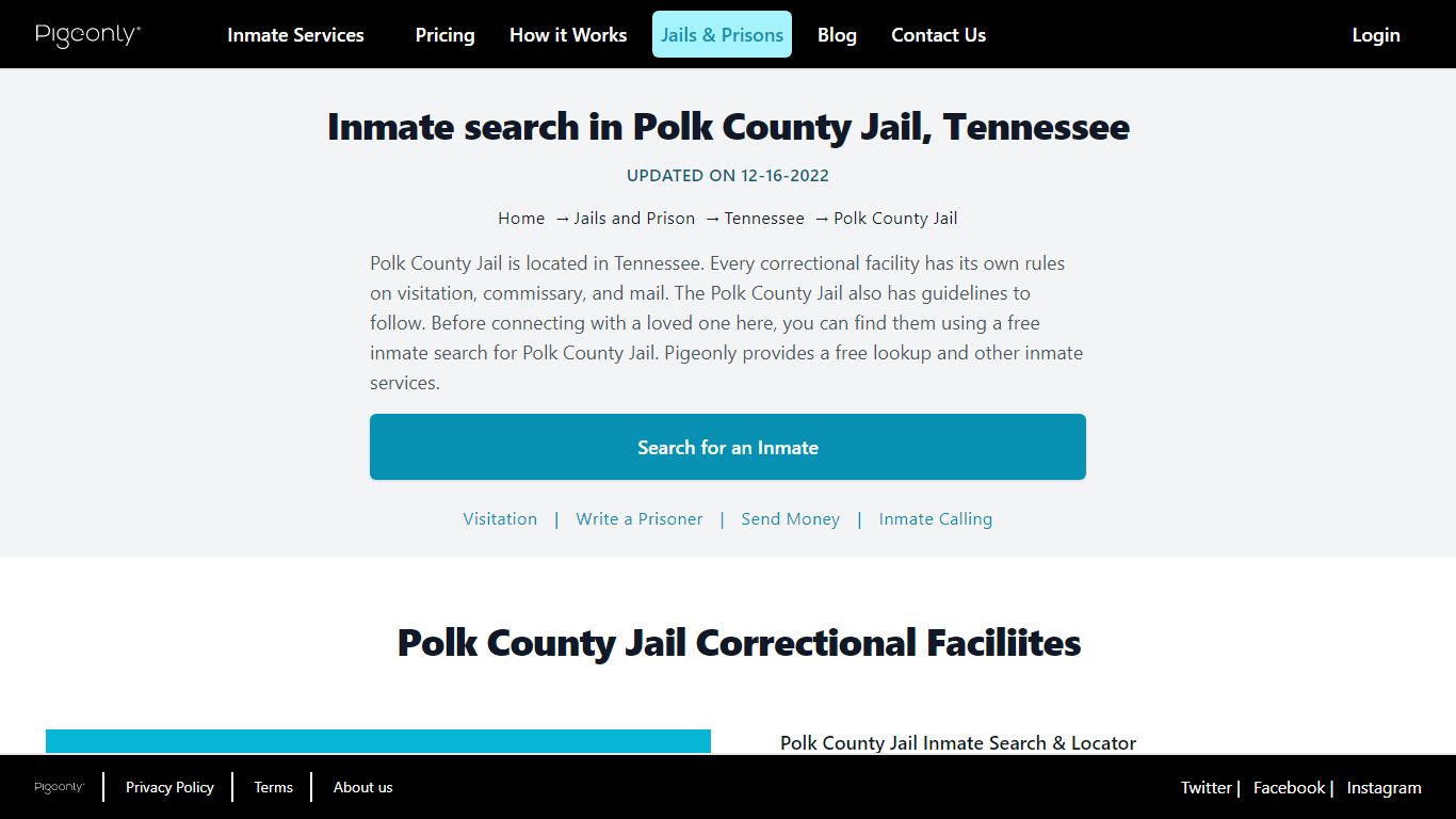 Inmate Search Polk County Jail, Tennessee | Pigeonly